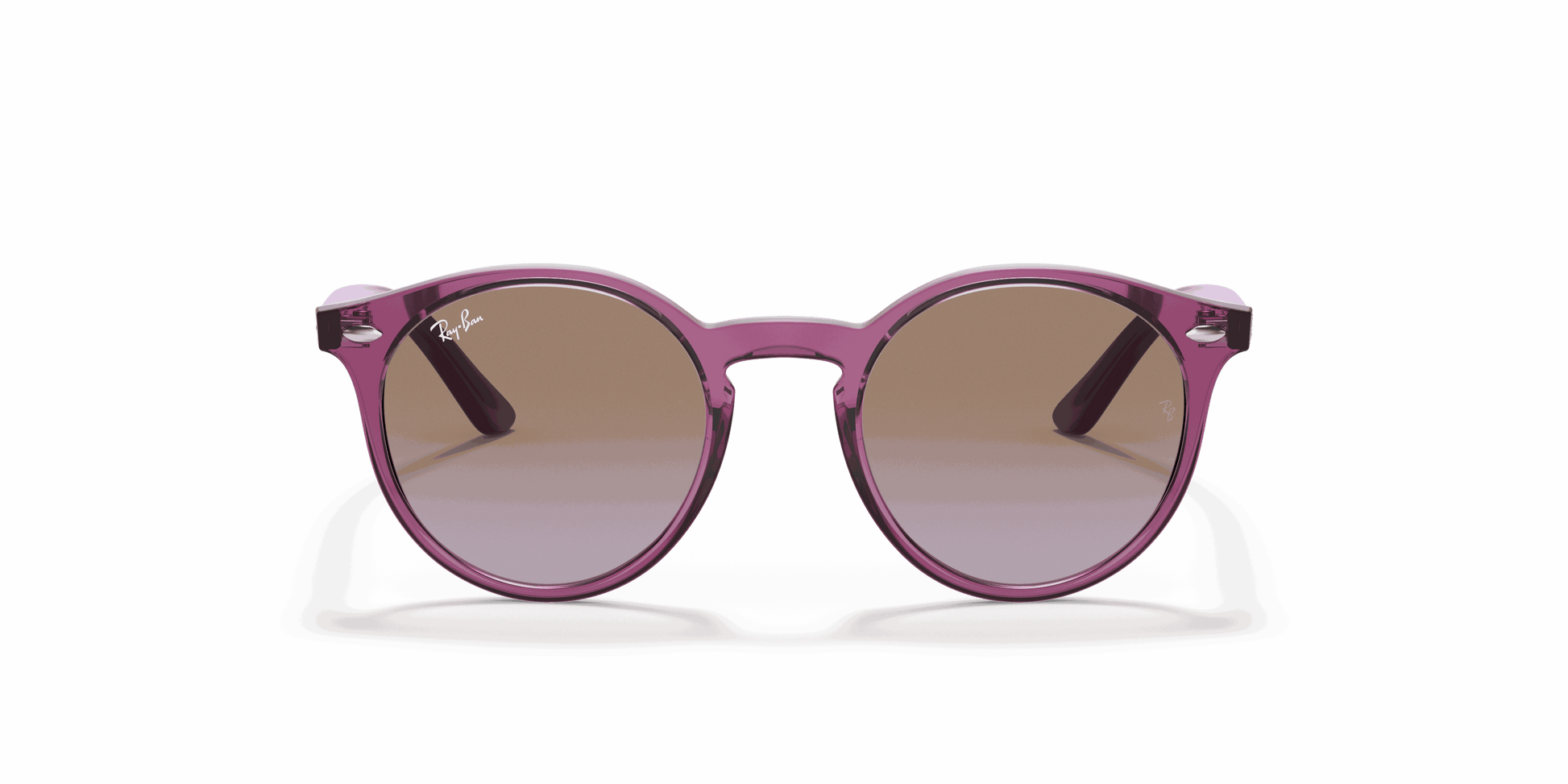 [Violet Gradient Brown Lenses, Polished Transparent Fuxia Frame]