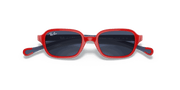 Dark Blue Lenses, Polished Red On Blue Frame