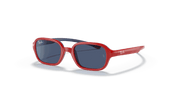 Dark Blue Lenses, Polished Red On Blue Frame