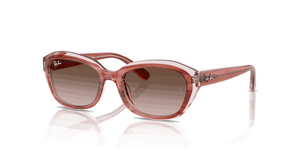 [Gradient Brown Lenses, Polished Striped Pink On Transparent Pink Frame]