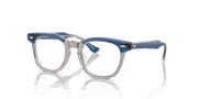 Clear Lenses, Polished Top Dark Blue & Brown & Light Grey Frame