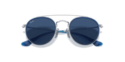 Dark Blue Lenses, Polished Blue On Silver Frame