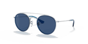 Dark Blue Lenses, Polished Blue On Silver Frame