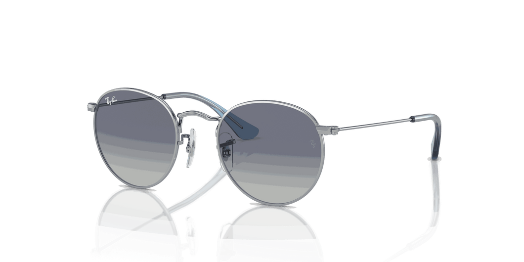 [Grey & Blue Lenses, Polished Silver Frame]