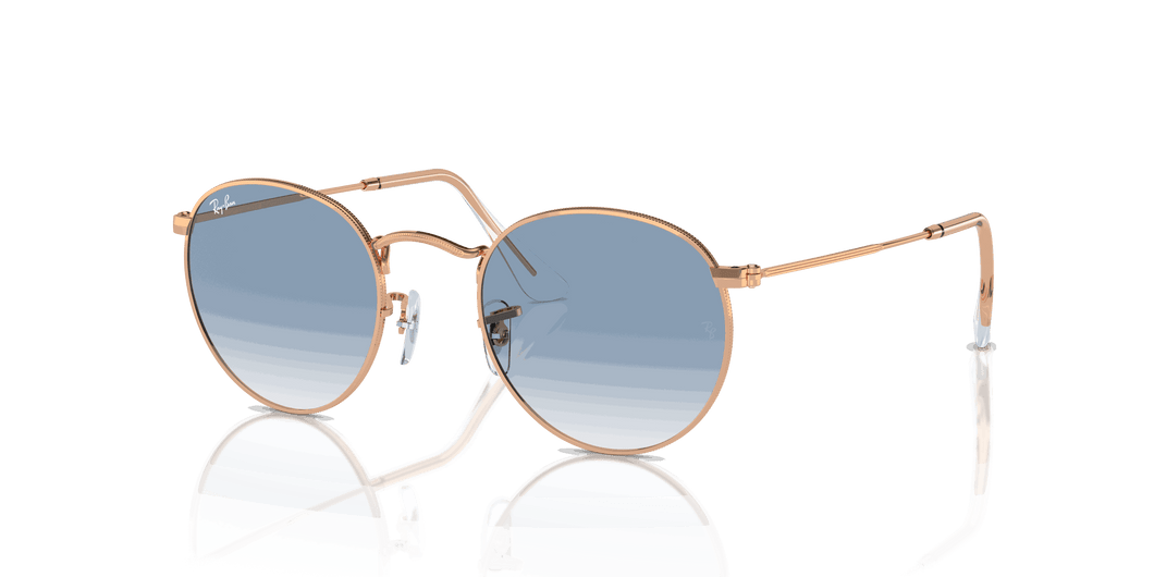 [Clear & Blue Lenses, Polished Rose Gold Frame]