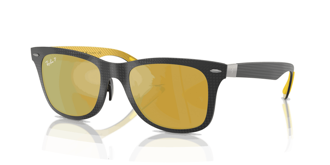 [Brown Mirror Gold Polar Lenses, Polished Dark And Yellow Carbon Frame]