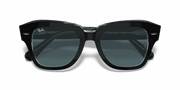 Blue Gradient Lenses, Polished Black On Transparent Frame