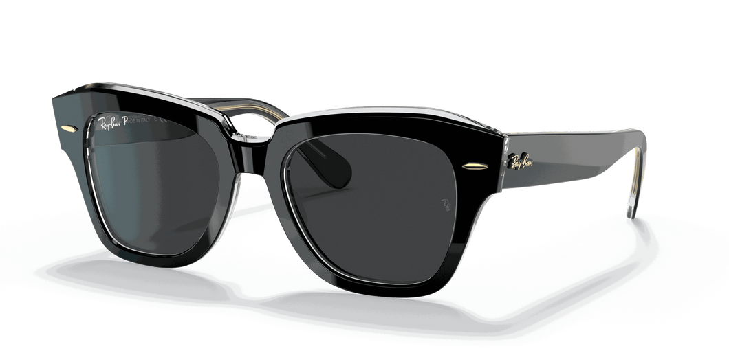 [Polarized Black Classic Lenses, Polished Black On Transparent Frame]