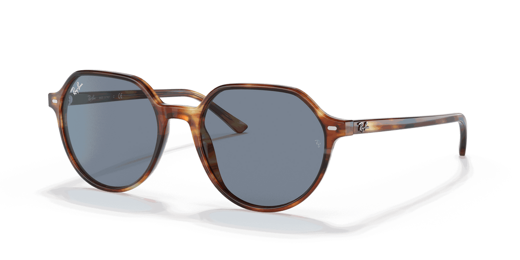 [Blue Lenses, Polished Striped Havana Frame]