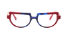 [Red with Red - White - Black & Blue Chop Front with Red Temples]