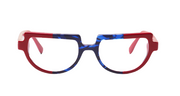 Red with Red - White - Black & Blue Chop Front with Red Temples