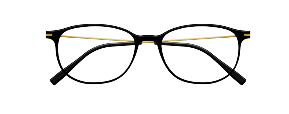 [Satin Black Face -Gloss Gold Temples]