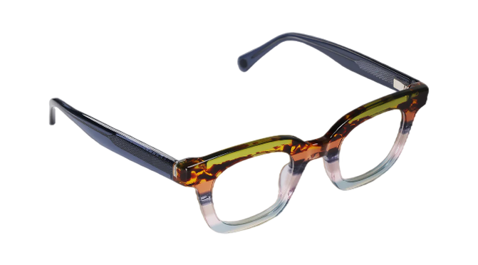 [Earth Tone Stripe Front and Blue Grey Temples]