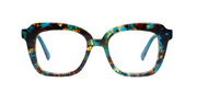 Brown & Teal Chop Front with Teal Crystal Temples