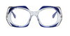 [Decorative Cobalt and Clear Corners Matched with Intricate Stainless Steel Temples]