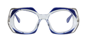Decorative Cobalt and Clear Corners Matched with Intricate Stainless Steel Temples