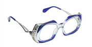 Decorative Cobalt and Clear Corners Matched with Intricate Stainless Steel Temples