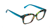 Brown & Teal Chop Front with Teal Crystal Temples