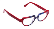 Red with Red  White Black & Blue Chop Front with Red Temples