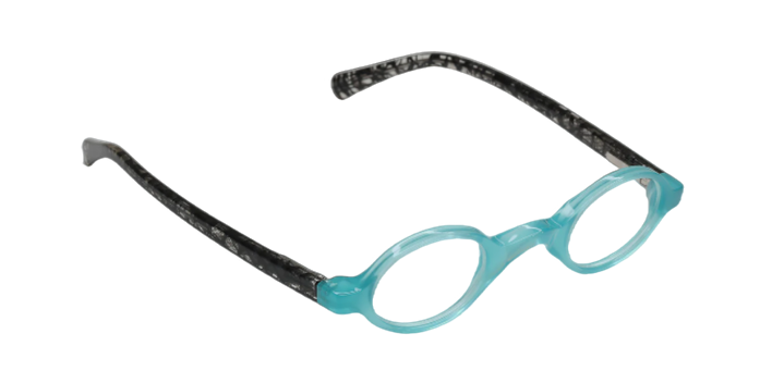 [Turquoise Front and Black with Crystal Fishnet Temples]